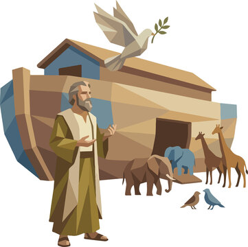 Noah's Ark and Animals Illustration