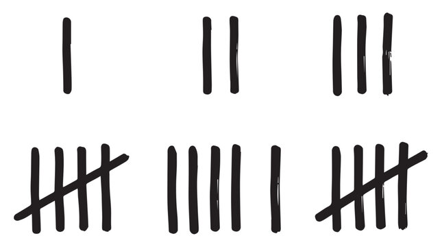 Minimalist tally marks count set in chalk on clean Transparent Background for data tracking and education