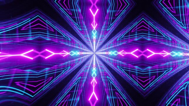 Ornamental Neon Geometric Patterns: A Stunning Abstract Kaleidoscope Featuring Vibrant Mandala Designs and Hypnotic Background Symmetry
