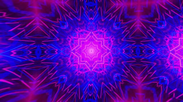 Ornamental Kaleidoscopic Mandala Geometry: A Fascinating Abstract Neon Mosaic Featuring Bold Patterns and Dynamic Symmetry for Unique Backgrounds
