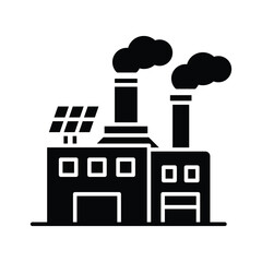 Naklejka premium Industrial Factory with Solar Panels and Emission Clouds Illustration