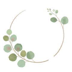Obraz premium Minimalist eucalyptus leaf wreath frame with open top section, isolated on transparent background