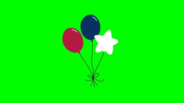 merican Patriotic Balloons Animation with Red White and Blue Colors on Green Screen | Independence Day Chroma Key Motion Graphics Video GIF