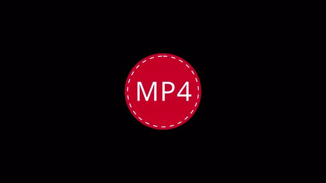 MP4 files documents icon symbol graphic image animation with alpha channel,MP4 file sticker logo animation,MP4 circle in 4k animation in transparent background.