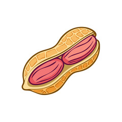 Obraz premium Open Peanut with Two Red Kernels Inside, Simple Illustration