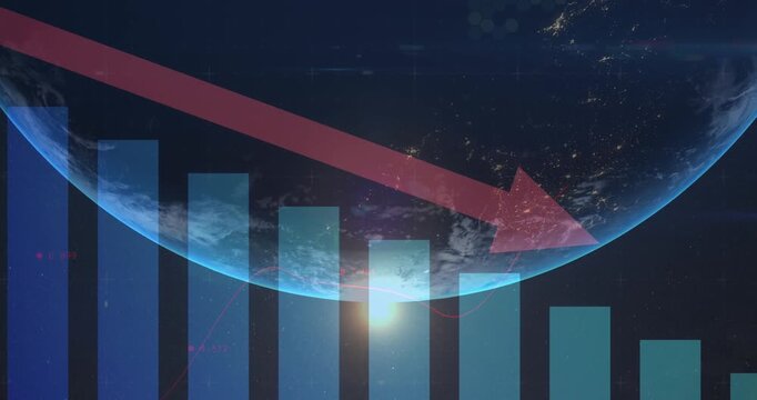 Animation of text with globe and network of connections