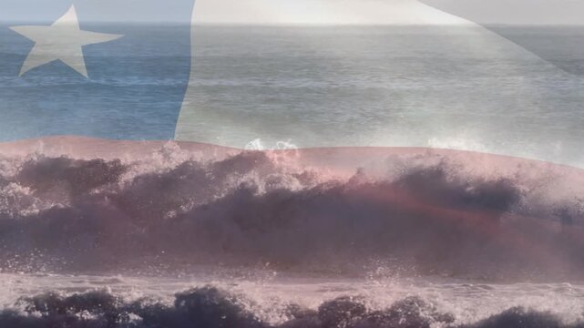 Animation of flag of chile over sea
