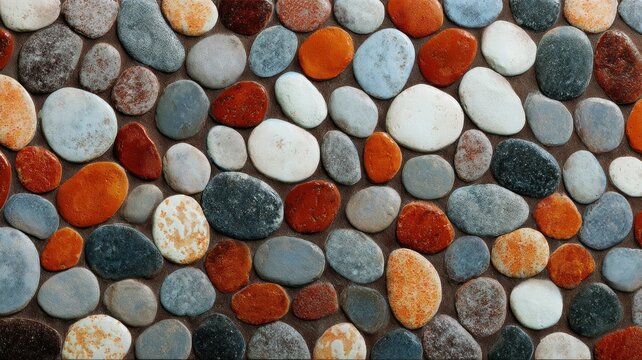 Multicolored pebbles pattern on abstract surface. Artificial intelligence image
