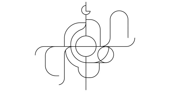 Geometric shapes intersect lines design.