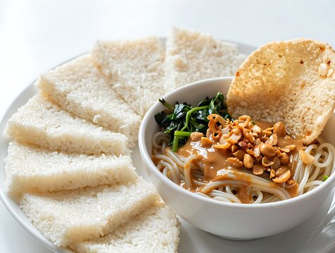 Lotek Salad with Sesame Rice Cakes and Toast