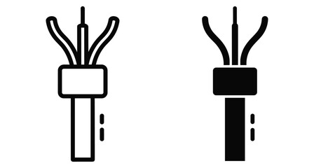 Fototapeta premium Fiber optic cable icon set showing exposed wire strands for high speed internet connection data transmission and electrical power supply