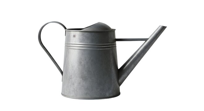 Galvanized metal watering can, isolated on white background