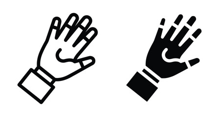 Obraz premium Robotic hand icon set with haptic sensors for virtual reality technology cybernetic glove interface digital touch feedback system design elements