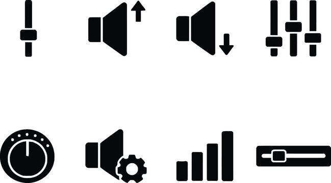 Modern Vector Icon Pack for Audio, Time, and Data Analytics in Flat Design