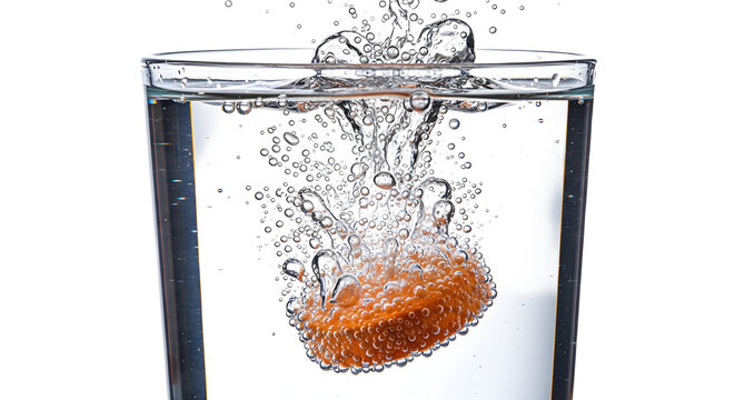 Effervescent tablet dissolving in water isolated on transparent background