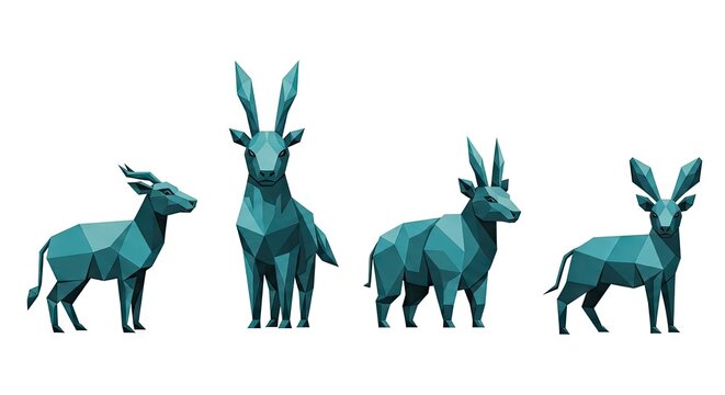 Geometric deer illustration animals in low poly style on white background