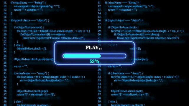 Programming code with play progress bar and percentage