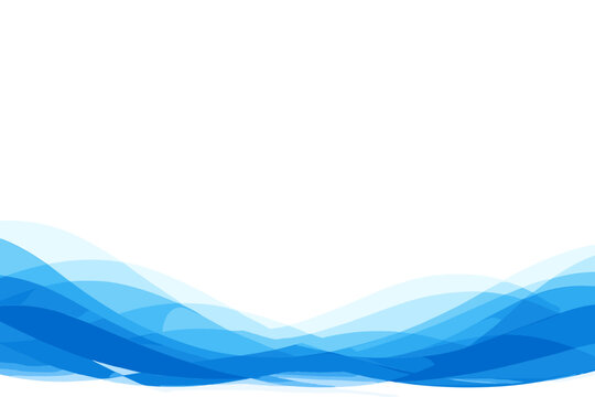Minimalist Abstract Background with Overlapping Translucent Blue Waves at the Bottom and Large White Copy Space for Corporate Business Presentation, Modern Graphic Design Vector Illustration