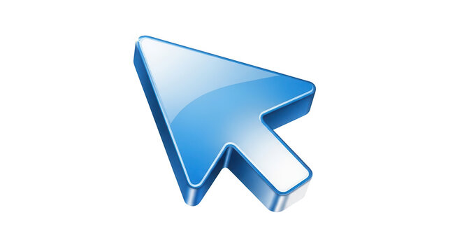 3d Click pointer cursor arrow icon on transparent background