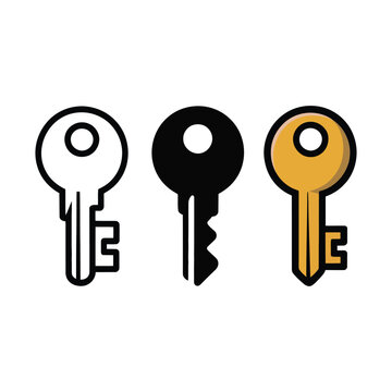 Key icons set, vintage and modern shapes, home rental listing, hotel room tag, locksmith service, access control, vector design