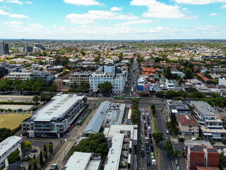 Fototapeta premium St Kilda aerial view of residential streets, homes and urban landscape, Victoria Australia