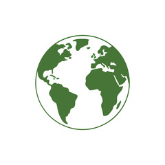 Obraz premium Green earth globe icon, environment day campaign, sustainability pledge poster, eco club activity, climate protection event branding vector illustration