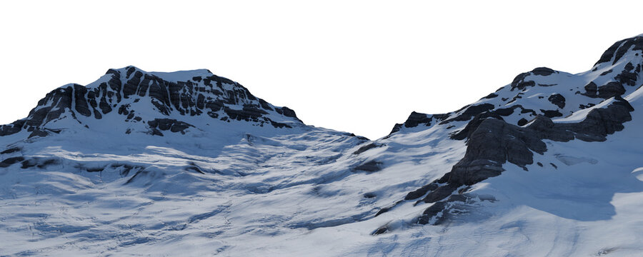Snow-Covered Alpine Mountains Panorama With Rocky Peaks and Glacier &mdash; 3D Rendering