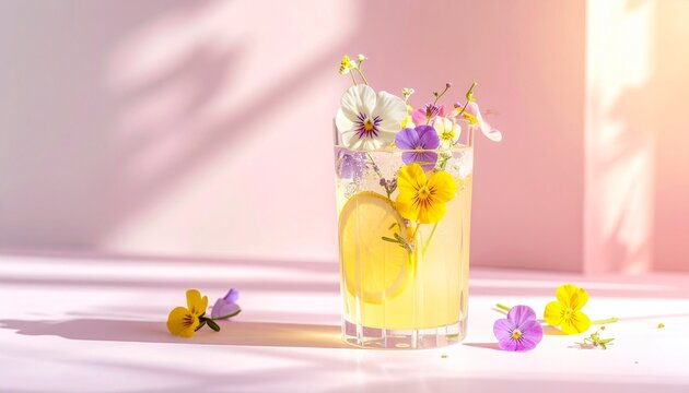 Fr&uuml;hlingshafte Bl&uuml;tenlimonade mit essbaren Bl&uuml;ten
