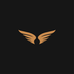Obraz premium Golden wings icon flat vector logo design