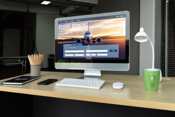 Online flight booking website provide modish reservation system . Travel technology concept . © InfiniteFlow