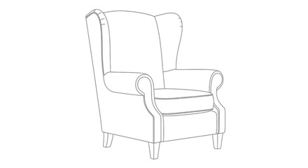 Fototapeta premium A simple line drawing depicts a classic wingback armchair showcasing its elegant form and comfortable design