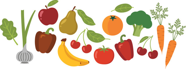 Fototapeta premium Assortment of fresh fruits and vegetables food healthy