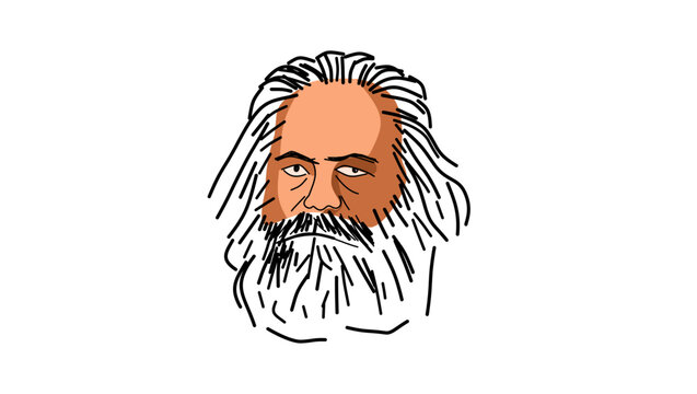 Karl Marx Portrait, flat vector illustration