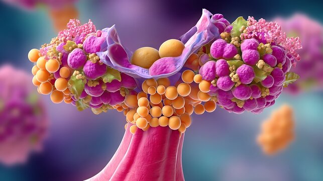 Close-up of thyroid gland model with goiter nodules for medical education and disease awareness