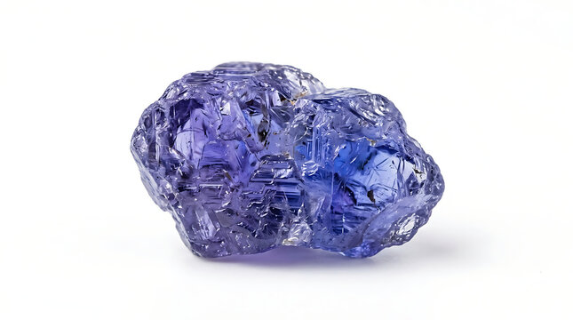 Raw blue tanzanite gemstone crystal, a precious mineral for jewelry