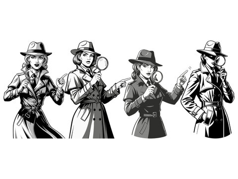 Woman who looks like a detective vector