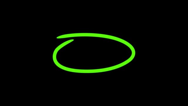 Animated hand-drawn green circle marker .looping motion graphic of highlight oval stroke for emphasis. motion graphic of green circle concept.