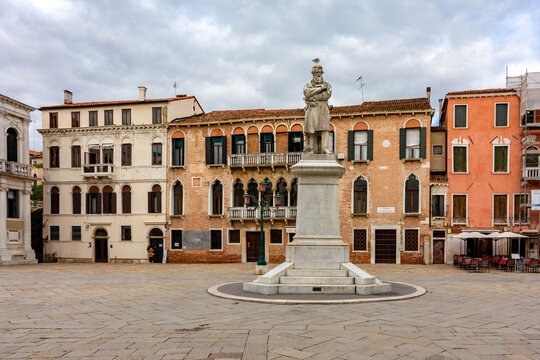 Niccolo Tommaseo monument on Campo Santo Stefano, Venice, Italy