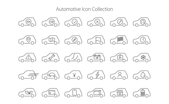 自動車に関連したテーマをモチーフにしたアイコンセット