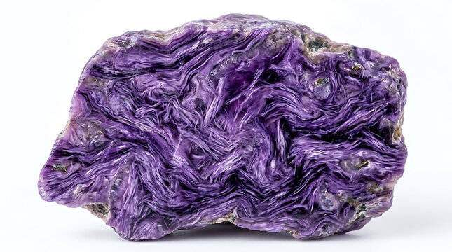 Vibrant purple charoite stone with swirling patterns, a unique mineral specimen