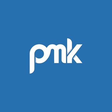 Modern PMK logo design on blue background.