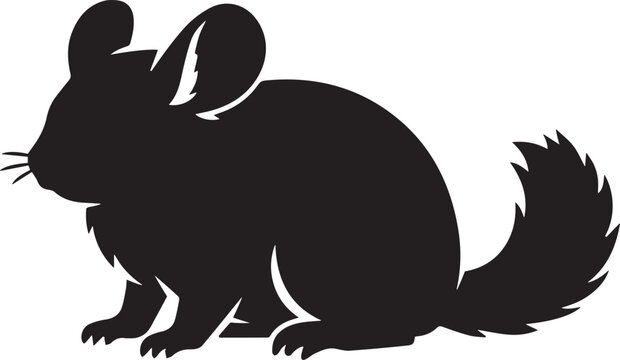 Chinchilla silhouette with chinchilla silhouette whiskers wildlife illustration isolated portrait domestic