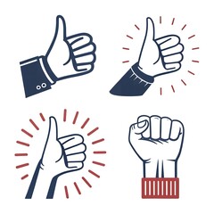 Fototapeta premium Thumbs Up Fist Approval Success Positive Feedback Icons