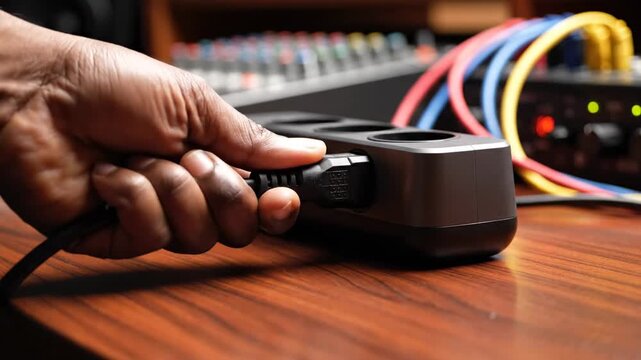 Plugging Power Cable into Power Strip