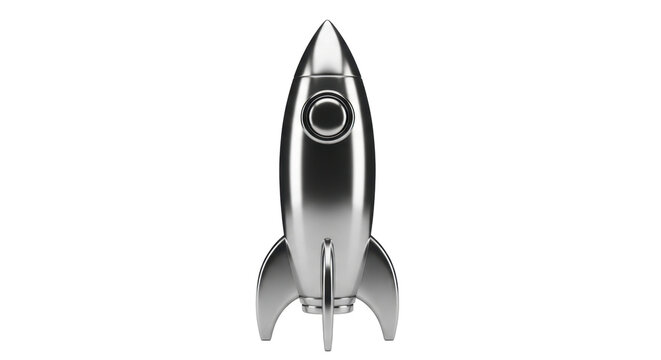 Shiny silver rocket ship