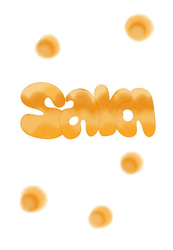 Orange Puffy Bubble Style Sara Name Typography with Glossy Retro Feel