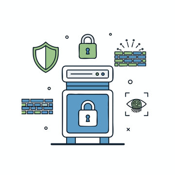 Secure Data Protection and Cybersecurity Concept with Digital Lock and Shield