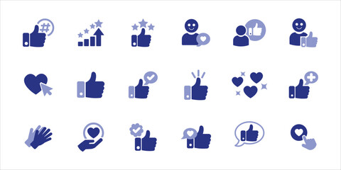 Fototapeta premium like icons set. thumb up, applaud, recommend, like, appreciation, favorite and more. simple colored vector