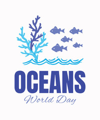 Fototapeta premium World Oceans Day Cute Drawing Template