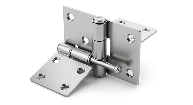 Metal hinge positioned on a white background for hardware showcase